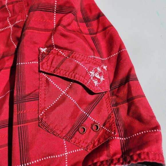 Quicksilver Swim Trunks Size Small S Boy's Swimming Shorts Red Plaid Swimsuit - Picture 3 of 8